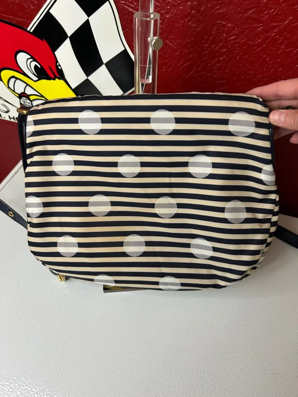 Marc By Marc Jacobs Black and White Striped Polka Dot Crossbody Bag - Picture 10 of 12